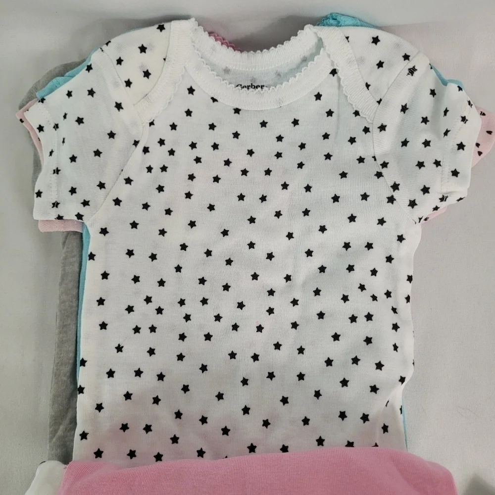 NWT Gerber 8 Pack Babygirl Short Sleeve Onesie Bodysuit 6-9 Months Assorted